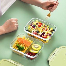 High Borosilicate Glass Bento Lunch Box Set Microwave Food Container with Bag Food-Grade Freshness Packaging in Carton