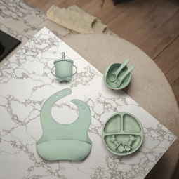 BPA-Free Custom Logo 8-Piece Set Silicone Suction Bowl Plate Bib Tableware Silicone Bib Bowl Spoon Set Children Infant Feeding Set