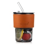 High Appearance Level Wholesale Bamboo Joint Glass Water Cup with Portable Straw Cold Drink Juice Milk Coffee