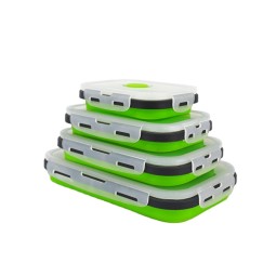 4 Pcs/Set Storage Container Foldable Silicone Food Lunch Box Foldable Convenient Silicone Lunch Box with Lid