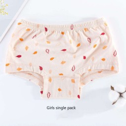 Custom Sample Service 100% Cotton Daily Muslin Tree Underwear Set For Children & Girls Panties With Print Craft and OPP Bag