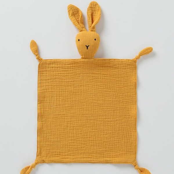 Cute Muslin Rabbit Baby Quilt Security Blanket Organic Cotton Rabbit Quilt Drool Bib