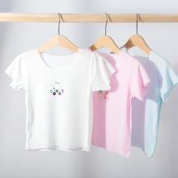 Custom Stretch Children Baby T-Shirt Recycled Cellulose Fiber Cute T-Shirt Short Sleeve Custom Sample Service Unisex Summer Shirt Wear