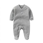 Long Sleeve Baby Onesie Newborn 100% Cotton Baby Clothes Onesie With Buttons