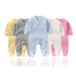Long Sleeve Baby Onesie Newborn 100% Cotton Baby Clothes Onesie With Buttons