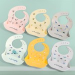 Cartoon Design Waterproof Silicone Baby Feeding Bib Waterproof Silicone Baby Bib With Food Catcher
