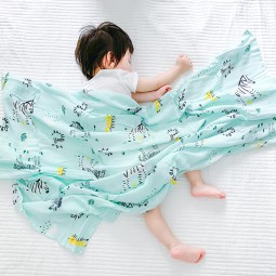 Wholesale Anti-Pilling Bamboo Cotton Quilt Soft Printed Animal Baby Blanket Portable