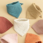 Solid Drool Muslin Tree Newborn 100% Cotton Baby Reusable Soft Triangle Button Anti-Dirty Drool Bib Bib With Button Saliva