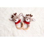 Baby Animal Handmade Rattle Organic Cotton Comfort Toy Beech Wood Handmade Newborn Teething Toy Gift