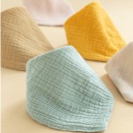 Solid Drool Muslin Tree Newborn 100% Cotton Baby Reusable Soft Triangle Button Anti-Dirty Drool Bib Bib With Button Saliva