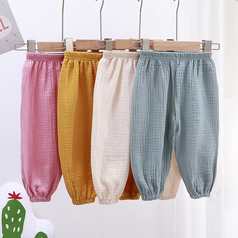 Baby Pants Cotton Gauze Mosquito Pants Long Bloomer Pants Harem Candy Color Sport Cotton Casual Pants
