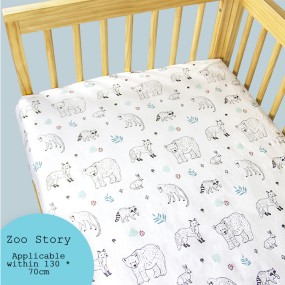 Breathable Organic Cotton Crib Sheet Cartoon Pattern Fitted Sheet Household Disposable Weaving Technology Fits Various Beds