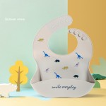 Cartoon Design Waterproof Silicone Baby Feeding Bib Waterproof Silicone Baby Bib With Food Catcher