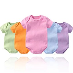Wholesale Custom Comfort Newborn Bodysuit Custom Unisex Soft Bodysuit Solid Color Cotton Sleeve Baby Onesie