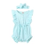 Toddler Girl Ruffle Sleeveless Romper Casual Summer Romper Pure Cotton Newborn Clothing
