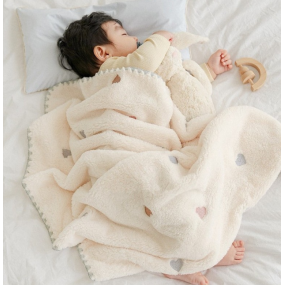 Winter Fluffy Blanket Embroidered Wool Animal Pattern Thick Blanket Newborn Soft Swaddle Blanket Children Baby