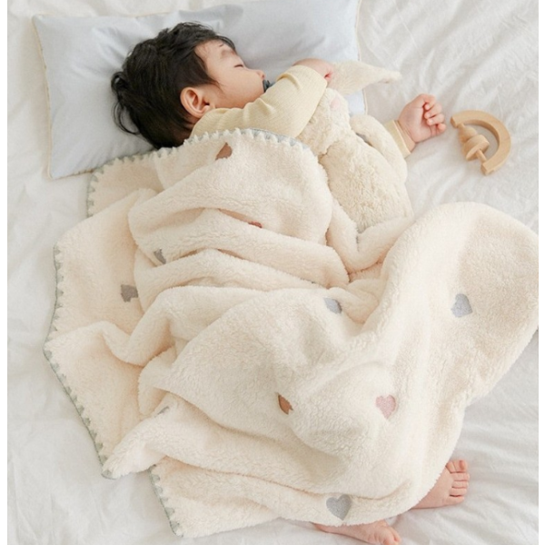 Winter Fluffy Blanket Embroidered Wool Animal Pattern Thick Blanket Newborn Soft Swaddle Blanket Children Baby