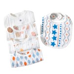 Wholesale Custom Organic Cotton Baby Saliva Bib Towel U-shaped Gauze Bib Antibacterial Function 100% Cotton Muslin Tree Design