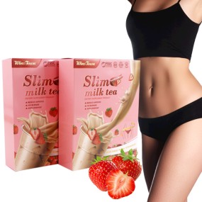 Private Label Slim Milk Tea Strawberry Flavor Meal Replacement Shake Powder Sliming Weight Loss Diet Tea Fat burner
