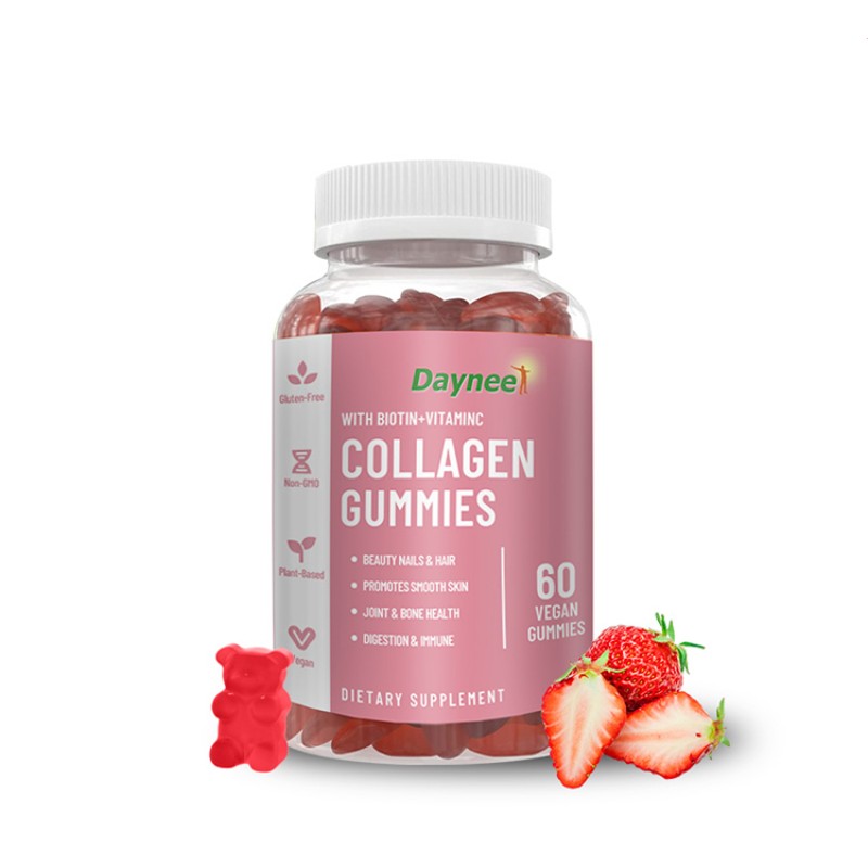 Wholesale Vitamin c Collagen Gummies Biotin Hair Growth Supplement Skin Whitening Gummy Candy