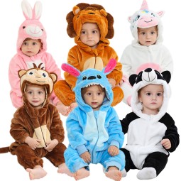 Halloween Children Mamilu Costume Cartoon Romper Winter Unisex Flannel Clothing Pajamas Animal Baby Children Infant Romper