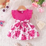 Infant Fashion Flutter Sleeve Dress Little Girl Print Patchwork Wholesale Hot Selling Summer Princess Baby Dress Party