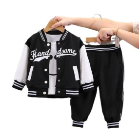 Boy Style 0-5 Years Handsome Fashion Little Kid Baby Spring Baseball Jacket Long Sleeve Set Autumn Trend Letter Print