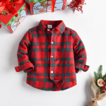 Gift Denim Overalls Children Boy Set Christmas Costume Plaid Shirt Bow Tie Party Clothing Elf Children Clothing Set