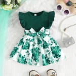 Infant Fashion Flutter Sleeve Dress Little Girl Print Patchwork Wholesale Hot Selling Summer Princess Baby Dress Party
