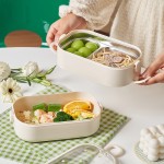 Pastoral Style Stainless Steel Lunch Box with Spoon and Fork Children's Bento Box Portable Food Container