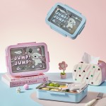 Cartoon Design Stainless Steel Lunch Box Portable Food Container Multi-Compartment Bento Box School Season Wholesale