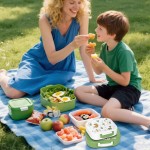 Portable Plastic Lunch Box with Cute Style Microwave and Freezer Safe Kitchen Food Container Includes Lid