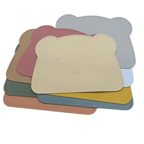 Bear Shape Food-Grade Silicone Baby Feeding Placemat Easy Clean Non-Deform Children Tableware Accessory