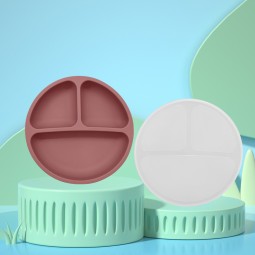 BPA-Free Food-Grade Silicone Baby Toddler Splash-Proof Feeding Plate Children Divided Suction Plate with Lid