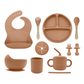 New Eco-Friendly Children's Bib Tableware Products Silicone Baby Feeding Care Tableware Children's Dining Suction Bowl Set