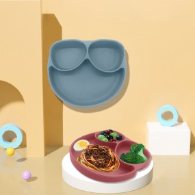 OEM & ODM Toddler Eating Plate Wholesale BPA-Free Silicone Feeding Tableware Suction Divided Plate Baby LED Weaning