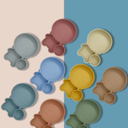 Manufacturer Wholesale Non-Toxic Baby Strong Suction Plate Children Feeding Plate Food-Grade Silicone Baby Eating Training Tableware