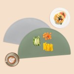 Wholesale Eco-Friendly Children Waterproof Silicone Table Mat Reusable Anti-Slip BPA-Free Semi-Circle Baby Feeding Placemat