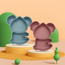 Children Toddler Weaning Food Plate BPA-Free Silicone Baby Feeding Plate Koala Shape Dinner Tableware Baby Suction Bowl Plate