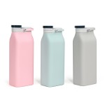 Wholesale Eco-Friendly Bpa Free Silicone Gym Thermos Cute Collapsible Flat Square Custom Logo Lid Heat Retention Function Food