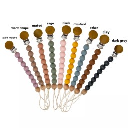 Lucky Wholesale Custom Baby Teething Dummy Chain Holder Silicone Pacifier Clip