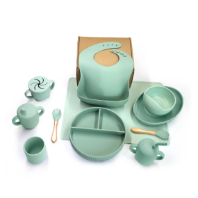 Custom Kids Utensils Feeding Set Baby Silicone Cup Plate Bowl Safe Feeding Set
