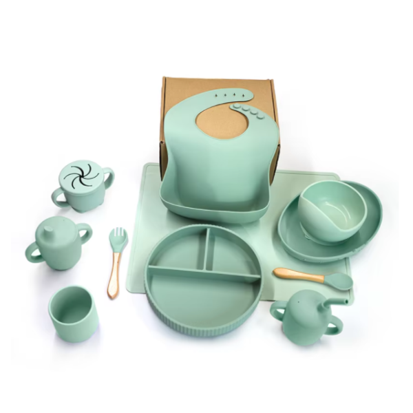 Custom Kids Utensils Feeding Set Baby Silicone Cup Plate Bowl Safe Feeding Set