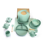 Easy Clean Baby Weaning Feeding Set Baby Training Silicone Bowl Bib Plate