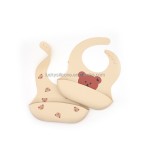 Multicolor Custom Heat Transfer Waterproof Food Grade Silicone Bib Adjustable Baby Bib