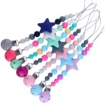 Silicone Pacifier Wooden Dummy Clip Chain Pacifier Holder Beads Silicone Baby Pacifier Clip Baby Teether