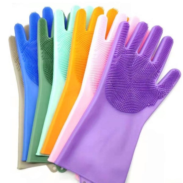 Multi-function Silicone Dishwashing Gloves Magic Silicone Body Pet Bath Gloves