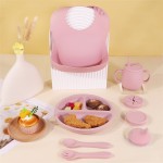 Custom Kids Utensils Feeding Set Baby Silicone Cup Plate Bowl Safe Feeding Set