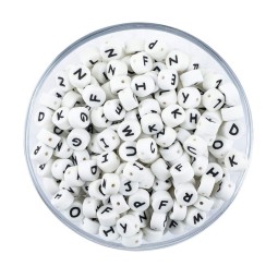 Wholesale 12mm Printed Bpa Free Baby Latex Beads Food Grade Soft Baby Teething Pacifier Clip 12mm Chew Silicone Letter Beads