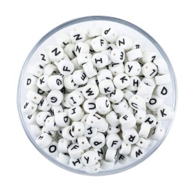 Wholesale 12mm Printed Bpa Free Baby Latex Beads Food Grade Soft Baby Teething Pacifier Clip 12mm Chew Silicone Letter Beads